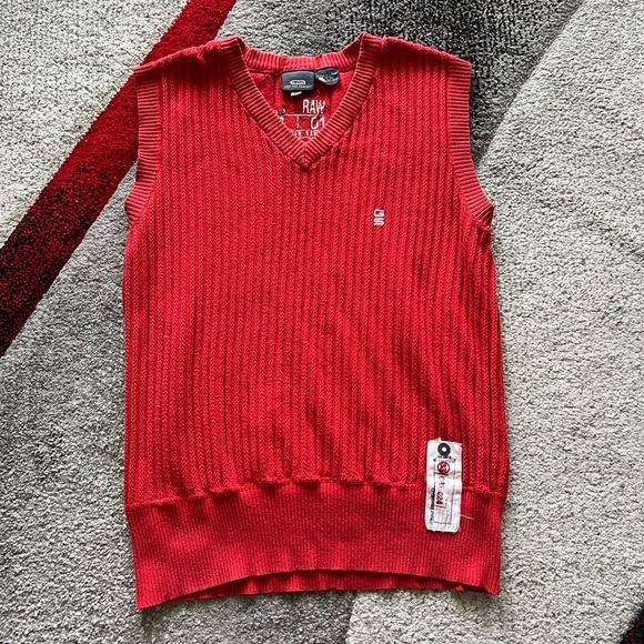 G Star Red Vintage Combat Spencer Knit Sleeveless Vest - Picture 1 of 5